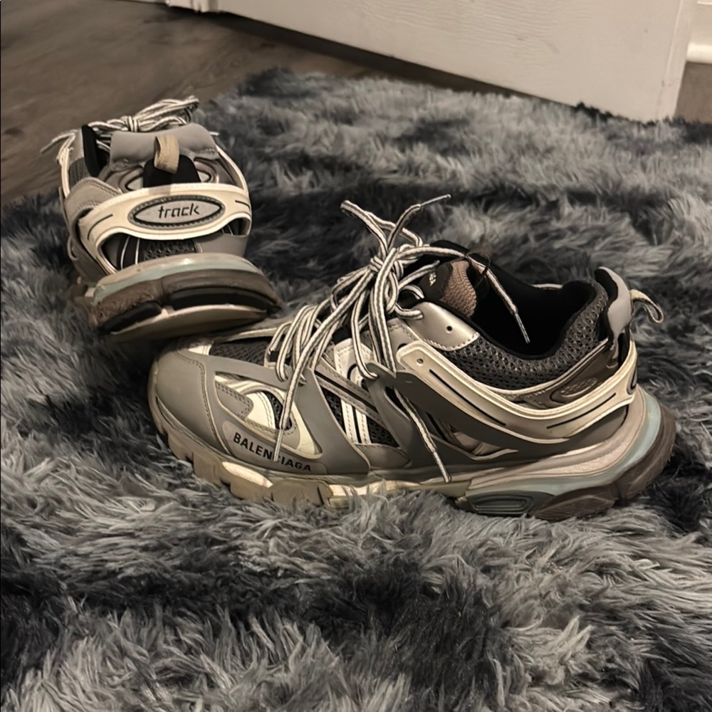 Metallic Silver Sneakers with Chunky Design and Technical Lacing